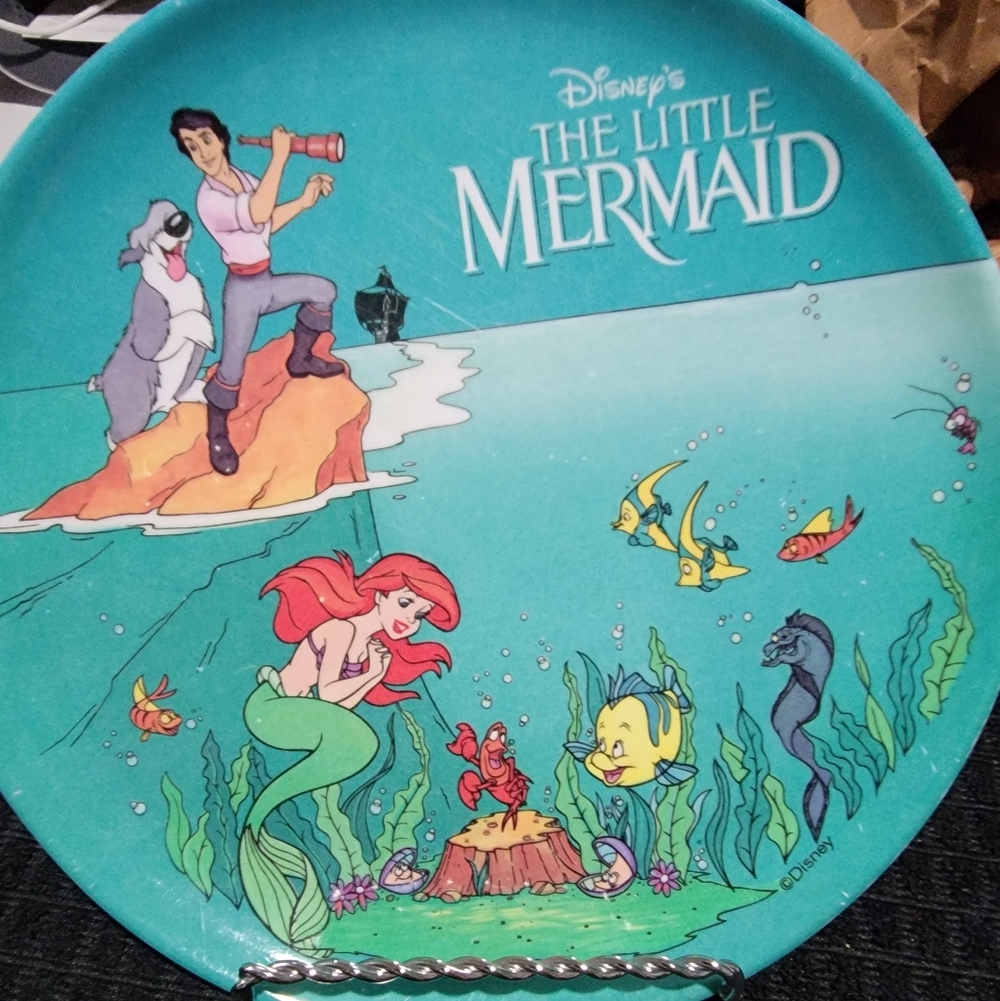 Disney The Little Mermaid Plate - Aqua Tea Shows Sighns Of Use See Photos